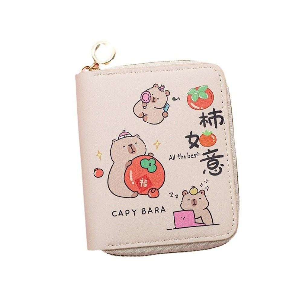 UUMIR กระเป๋าใส่เหรียญเงิน, INS สไตล์ Capybara บัตรเครดิต Holoder, Simple PU หนังซิปกระเป๋าสตางค์สําหรับนักเรียนหญิงของขวัญ