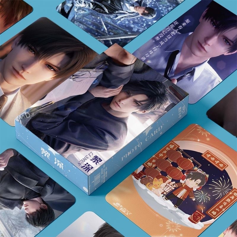 50-55pcs Manga Manhwa JinX Laser Holographic Lomo Cards HONEY TROUBLE Love and Deepspace Photocards Light and Night Demon Slayer Sketch Satoru Gojo Hologram Postcards