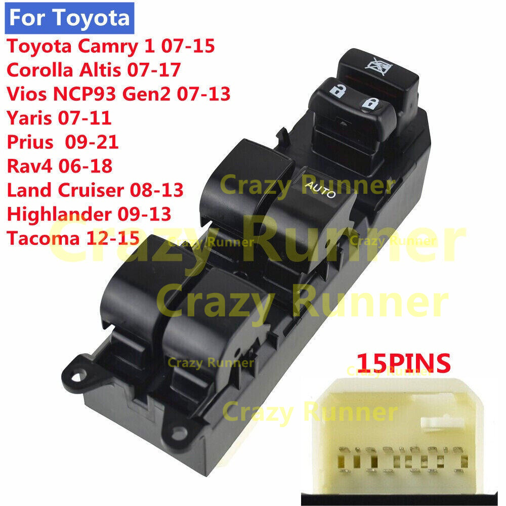 15pinสวิทช์กระจกไฟฟ้า สวิทช์กระจกประตู สวิตช์ยกกระจกหน้าต่างรถ Toyota Camry ASV50 ACV41 ASV51 07-15,