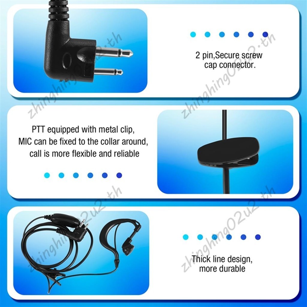 ชุดหูฟังหูฟังวิทยุสองทางพร้อม PTT Miniphone 2-Pin Walkie Talkies CLS1110 CP200 CP185 GP88-Soft Comfort Fit สําหรับสวมใส่ยาว & Crystal Clear