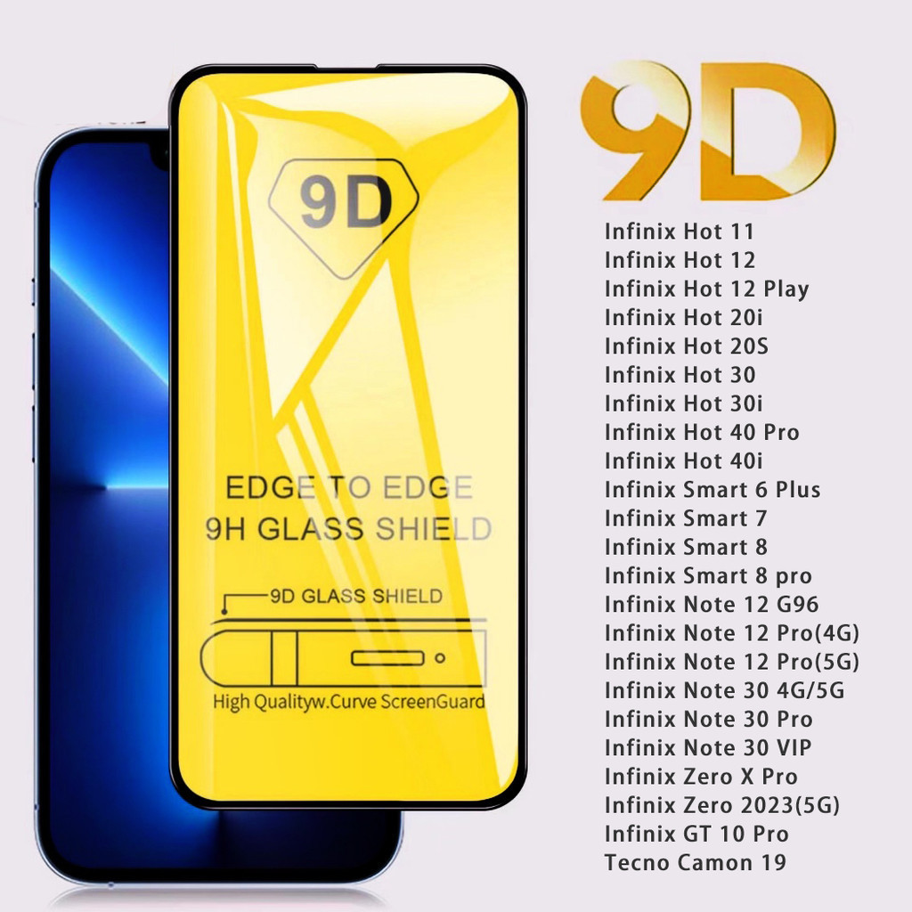 ฟิล์มกระจก เต็มจอ 9D ใช้สำหรับ infinix Note8 Note12 G96 Hot 30i Smart 7 Smart 8 Hot 20i Hot 12 Play Note 30 VIP 9D glass