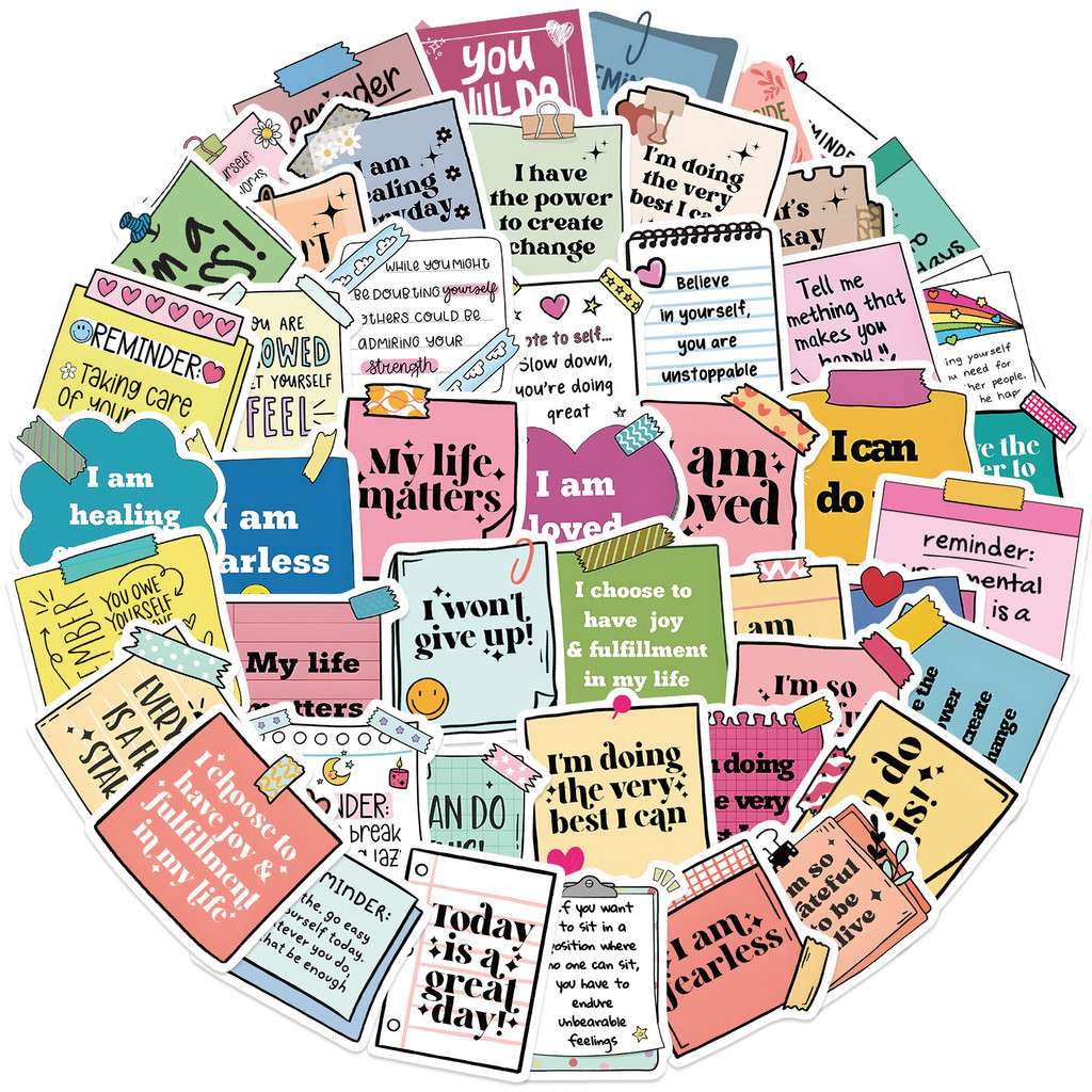 50pcs Self Affirming และ Motivating กันน้ํา Graffiti สติกเกอร์สําหรับหมวกนิรภัยจักรยานบัญชีมือดินสอ Decals LanLanStickersWorld