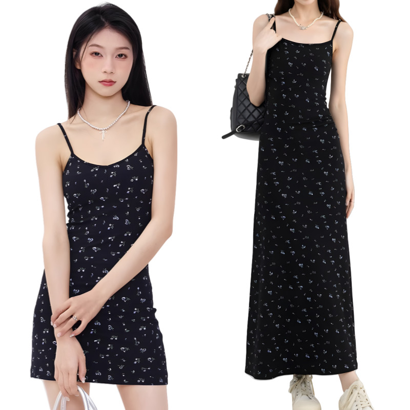 Suysuy พร้อมส่ง เดรส สายเดี่ยว แต่งลายดอกไม้ น่ารักๆ งานเรียบง่าย ผ้าเรยอนนุ่มๆ สายปรับได้ ใส่สบาย สำหรับผู้หญิง