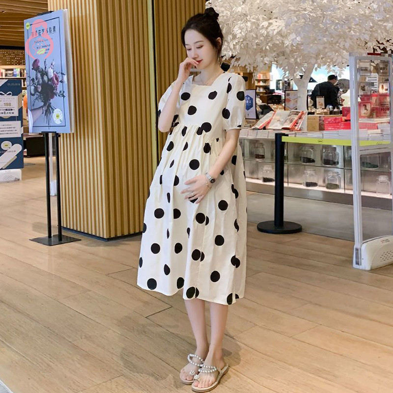 [MMBB] ชุดคลุมท้องลายจุดสีน่ารักๆ เดรสคนท้อง ชุดกระโปรงคุณแม่ตั้งครรภ์ กระโปรง สีสันสดใส เหมาะสำหรับแม่ๆ OHG