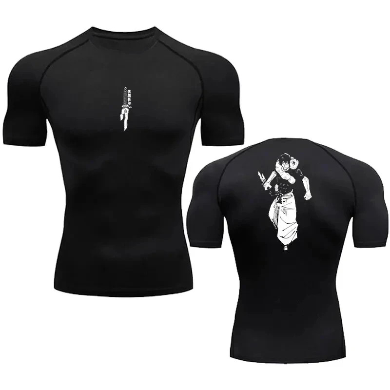อะนิเมะ Jujutsu Kaisen การบีบอัด T เสื้อผู้ชาย 3D พิมพ์ Sukuna Breathable ฟุตบอลฟิตเนสแน่นกีฬา Quick Dry ขี่ Tops