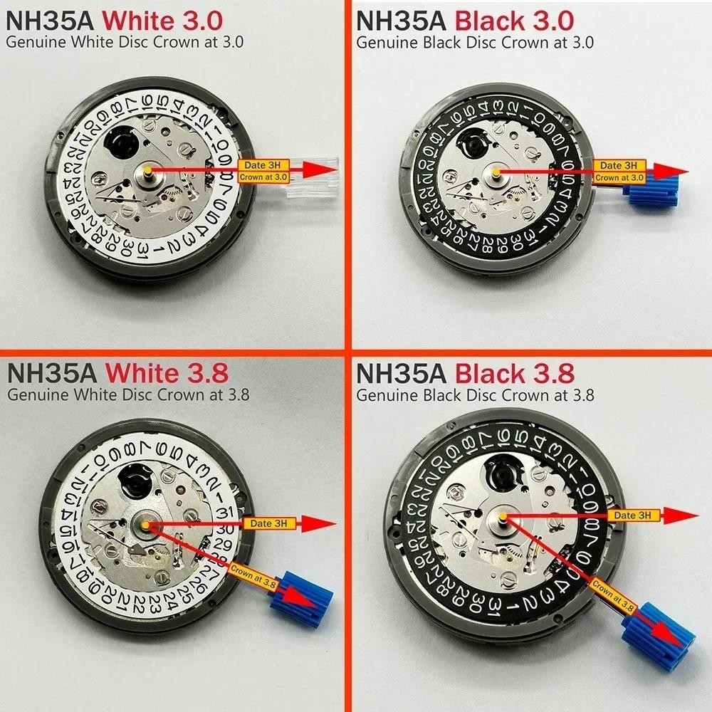 Zx ญี่ปุ่น Nh35 Movement Crown ที่ 3.8 3 6 Nh35A สีดําวันที่อัตโนมัตินาฬิกา Dial Mods ซ่อมช่างซ่อมนาฬิกา