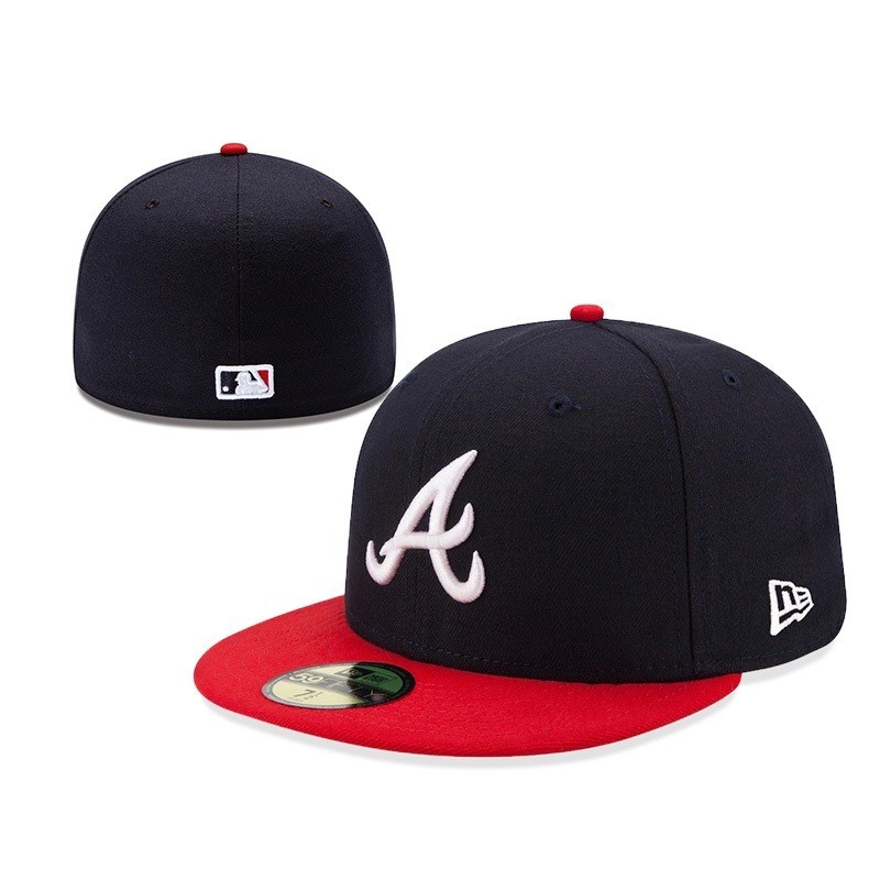 Atlanta Braves ติดตั้งหมวก 59FIFTY Full Cap Close Fit Caps เย็บปักถักร้อยผู้ชายผู้หญิง New Era หมวก Topi