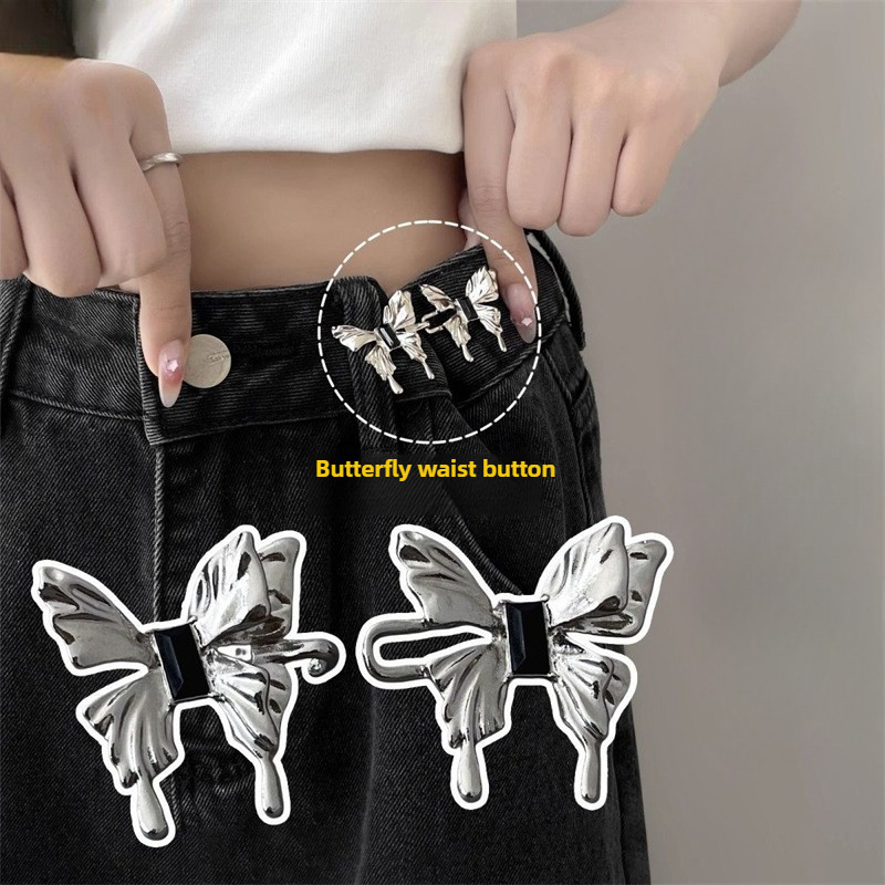 [Sam-Free Anti-drop] ผีเสื้อแคบ-เอวปุ่มปรับเครื่องมือที่มีประโยชน์เอวถึงปุ่มขนาดเล็กกระโปรงกางเกงยีนส์ Universal Multifunctional เข็มกลัดตกแต่ง