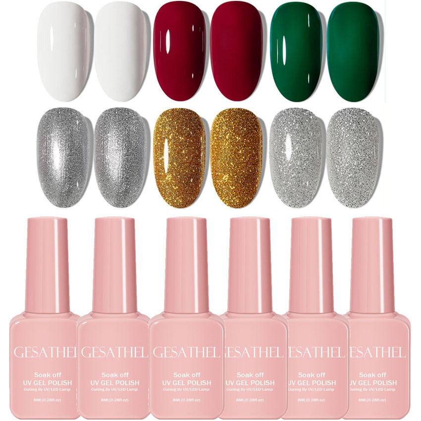 GESATHEL 6pcs สีเจล สีลูกแก้วคริสตัล ลูกปัดแก้วแมวยาทาเล็บตา สีทาเล็บเจล แคทอาย ยาทาเล็บโบราณอียิปต์