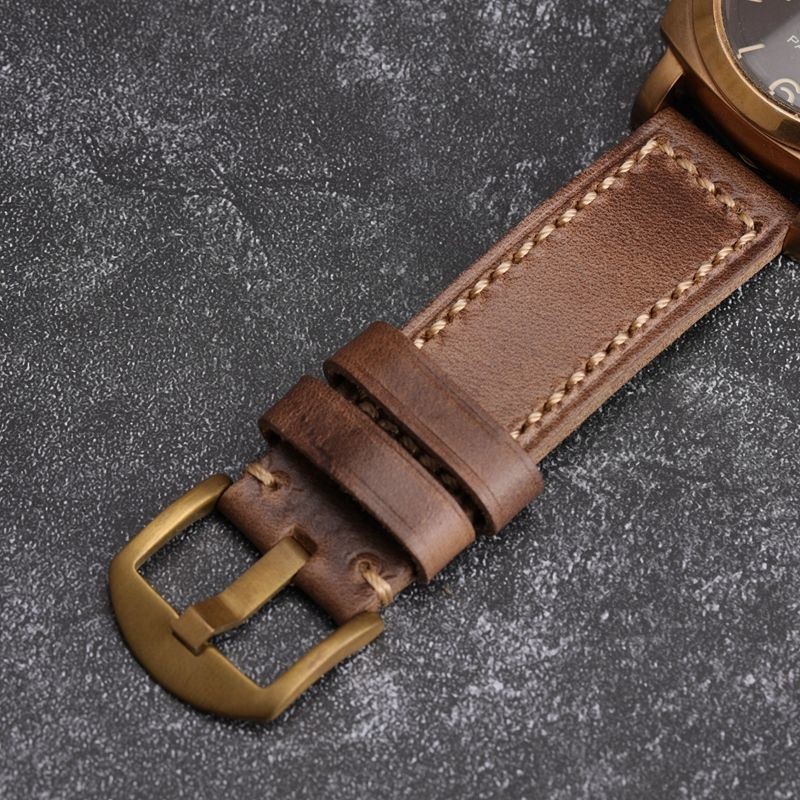 สายนาฬิกาหนังแท้ทำมือ 20MM 22MM 24MM สายนาฬิกาหนังวัวหนา สไตล์วินเทจ อุปกรณ์เสริมนาฬิกาผู้ชาย