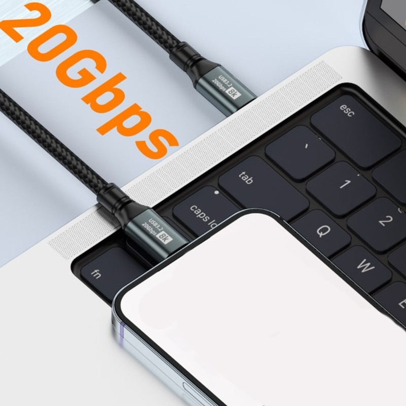 R* USB Type C 3 2 สายไฟฟังก์ชั่นเต็ม 100W สายชาร์จสําหรับการถ่ายโอนข้อมูลอย่างรวดเร็วและเอาต์พุตจอแส