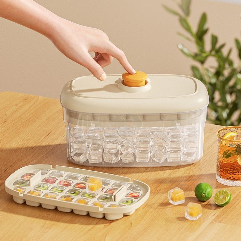 พร้อมส่ง ถาดทำน้ำแข็ง วัสดุเกรดอาหารที่ปลอดภัย ความจุขนาดใหญ่ 64ช่อง มีฝาปิด - รูปที่ 4