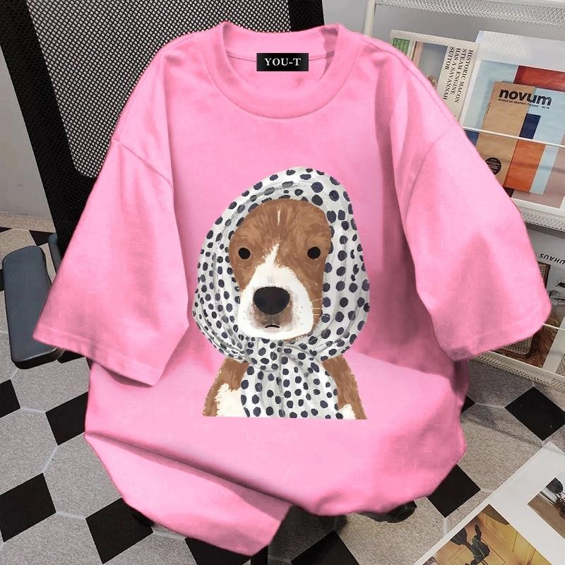 Teddy Tee เสื้อยืดสาวอวบ สวมใส่สบาย เสื้อลายหมา สาวอวบ พรางหุ่น ไม่แน่น ผ้าฝ้าย100% เสื้อน่ารัก xxxl ราคา ถูกที่สุด ดีลบีเคเค แกลเลอรีภาพที่ 5