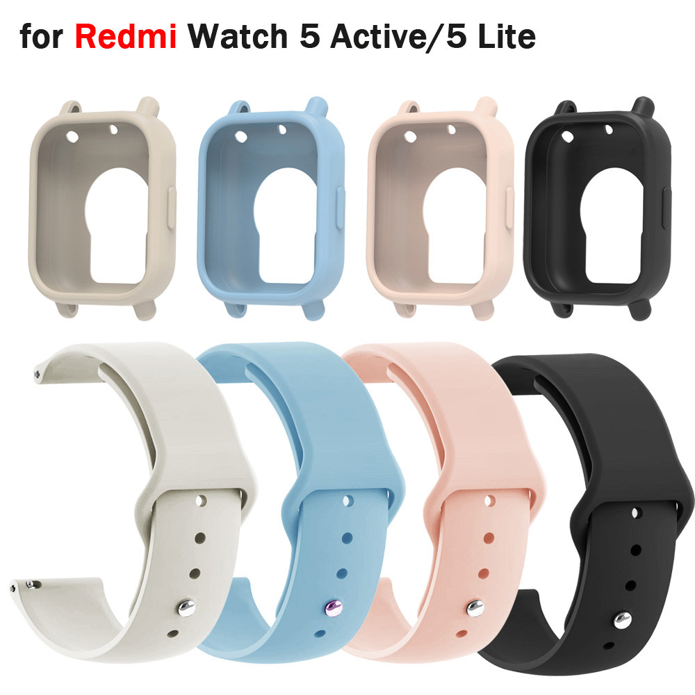 22 มม.ซิลิโคนสําหรับ Redmi Watch 5 Active สายคล้อง Soft Case Protector อุปกรณ์เสริม Redmi Watch 5 Lite สายนาฬิกาสร้อยข้อมือ