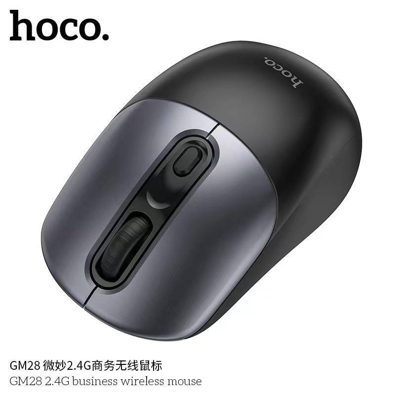 HOCO GM28 เมาส์ไร้สาย เชื่อมต่อ USB 2.4G ความเร็ว 800 - 1600 DPI ปุ่มกด 4 ปุ่ม รองรับคอมพ์ โน้ตบุ้ค เมาส์ Wireless Mouse
