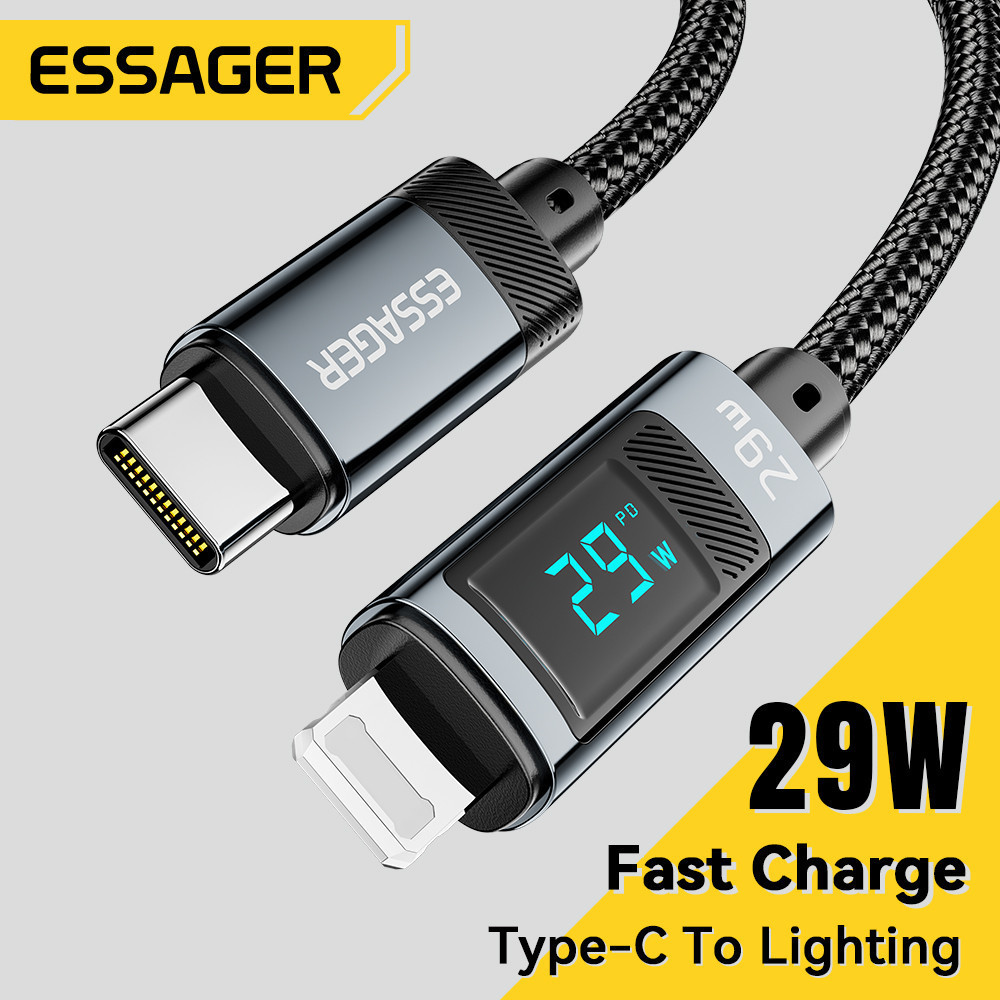 Essager 29W USB C Type-C Digital Display Cable สําหรับ 14 13 12 11 Pro Max Xs Plus Wire 29W PD Fast Charging Type C ถึง Data Cord 16 Ratings