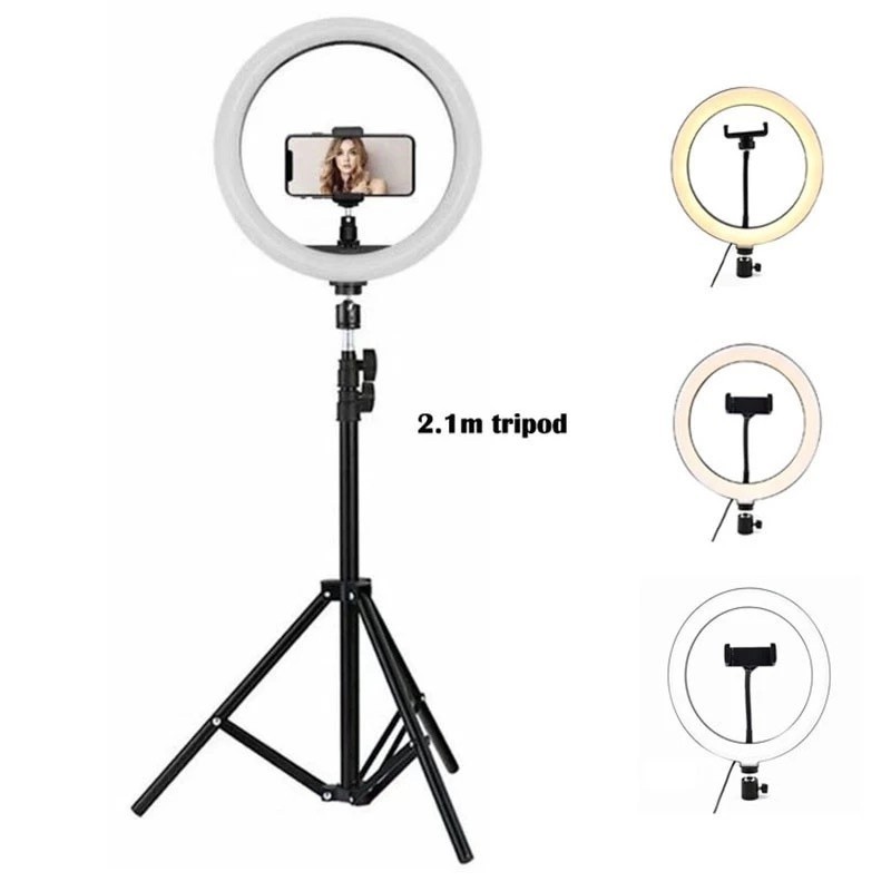 ครบชุด LED บรรยากาศแสง 26-30CM 2m  ขาตั้งกล้องแสง ไฟสตูดิโอย้ายขาตั้งกล้อง 360 องศาสามารถปรับได้ มีสามสีที่สามารถปรับได้