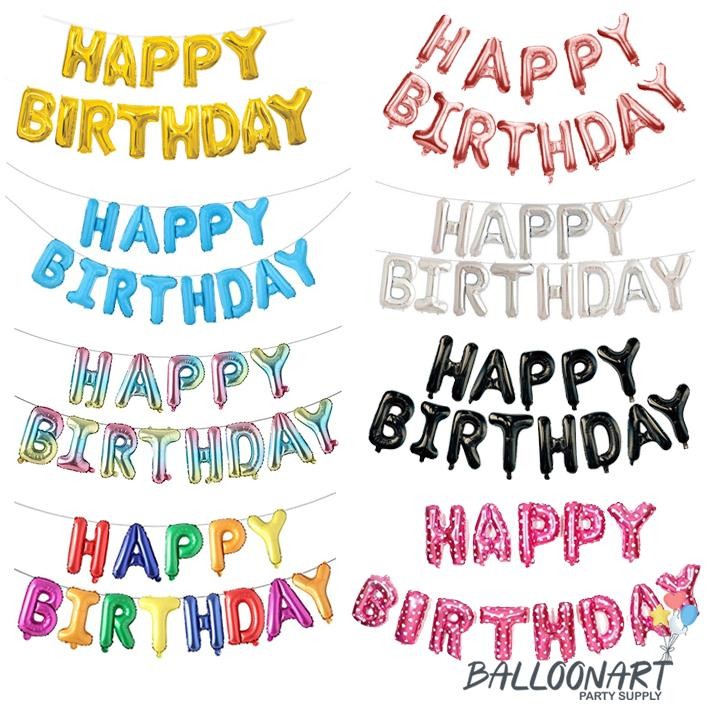 ชุดตัวอักษร HBD/ชุดจดหมายลูกโป่งสุขสันต์วันเกิด/ลูกโป่งฟอยล์ตัวอักษร HBD