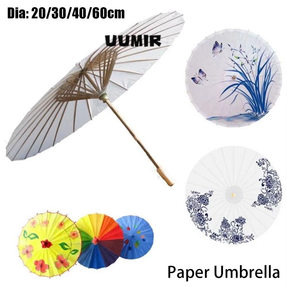 Uumir 1 ชิ้นร่มกระดาษ,ยาว DIY Handmade ภาพวาดอุปกรณ์, Dia 20/30/40/60 ซม.ว่างเปล่าการถ่ายภาพสีขาวแบบดั้งเดิม Prop สําหรับ Baby Shower Anniversary งานแต่งงานวันเกิด