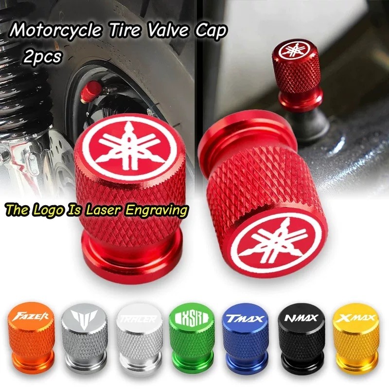 2PCS อลูมิเนียมอัลลอยด์รถจักรยานยนต์ยางวาล์ว Stem Caps ยางล้อ Stem Air Valve Caps- กันฝุ่นและกันสนิม, การออกแบบสไตล์สําหรับรถจักรยานยนต์ Yamaha (รุ่นส่วนใหญ่)