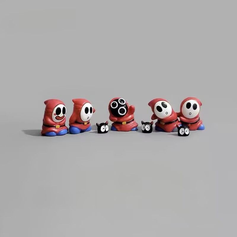 เบื่อ! ดู Mario Shy Guy อารมณ์บนโต๊ะ เครื่องประดับขนาดเล็กที่มั่นคง ของขวัญตกแต่งโต๊ะคอมพิวเตอร์