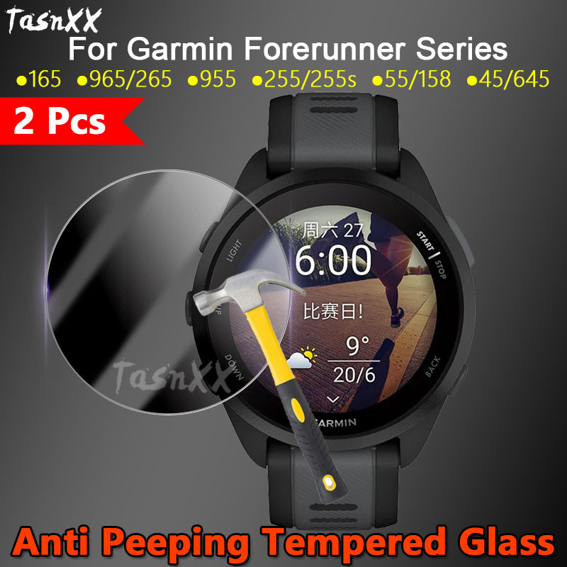 1/2/3/5 PCS สําหรับผู้เบิกทางนาฬิกา Garmin 165 เพลง 965 265 955 255 55 158 245 45 645 SmartWatch 2.5D Ultra Slim HD Anti Peeping 9H กระจกนิรภัยป้องกันหน้าจอฟิล์ม