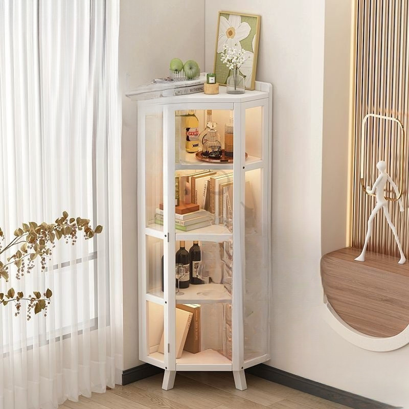 Corner Triangle Cabinet Living Room and Kitchen Storage Rack Non-Glass Transparent Side Cabinet Bedr