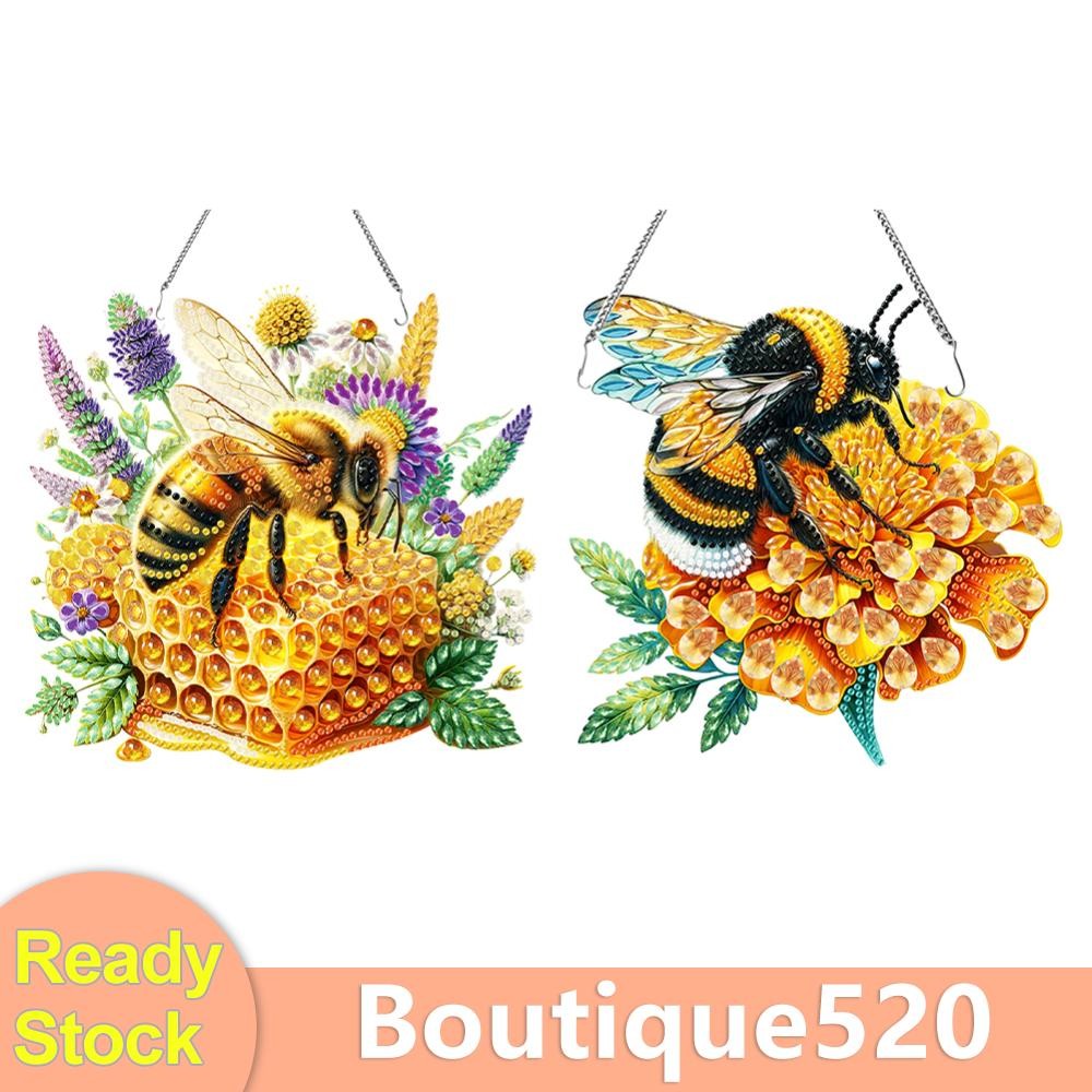 อะคริลิค 5D DIY เพชรภาพวาดจุดจี้สัตว์ Bee สําหรับตกแต่งผนังบ้าน SN [boutique520.th]