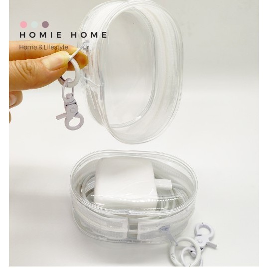 HH-1199 กระเป๋าใส่ตุ๊กตา 10cm กระเป๋าใสใส่สายชาร์จ มีที่ห้อย มีซิป ซองใส่ตุ๊กตา