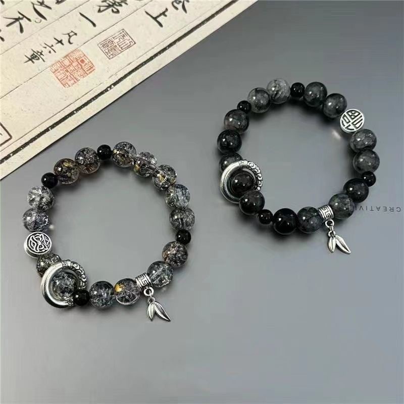 สร้อยข้อมือลูกปัดน้ําแข็งแตก สไตล์เดียวกันชายหญิง สีสันหลากสไตล์ เครื่องประดับมูลค่าสูง