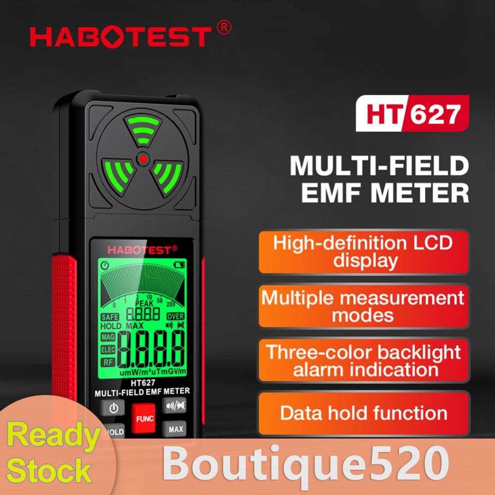 Ey # HT627 3 in 1 สนามแม่เหล็กไฟฟ้า EMF เมตร Buzzer Alarm EMF Reader Tester [boutique520.th]
