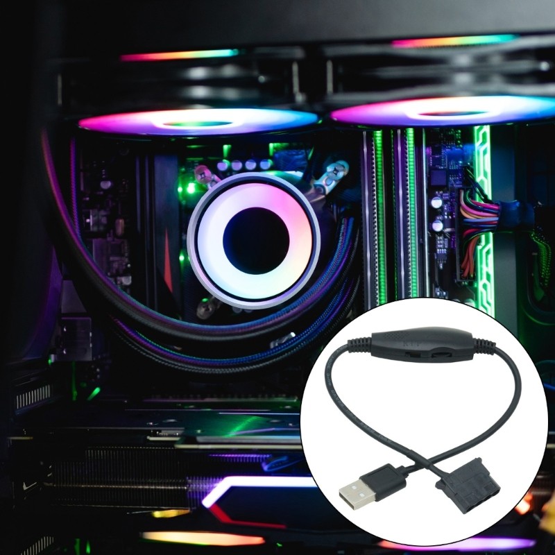 HIk 5V ถึง 12V สายเชื่อมต่อพัดลม USB ความเร็วเต็ม 12V USB ถึง 4Pin