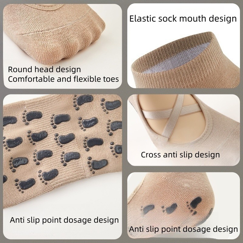 Dualswish Anti Slip ถุงเท้าโยคะระบายอากาศและดูดซับเหงื่อของผู้หญิงมืออาชีพพร้อมสายรัดสั้นสําหรับฝึกซ้อมและถุงเท้าพิลาทิสกันลื่น - รูปที่ 2