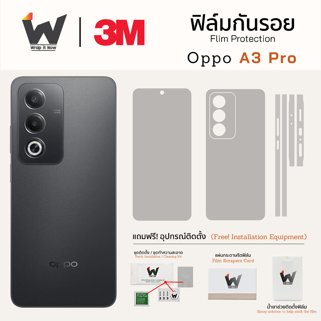 ฟิล์มกันรอย Oppo A3Pro 5G / Oppo A3 Pro 5G / OppoA3Pro ฟิล์มรอบตัว ฟิล์มหลัง ฟิล์มกล้อง