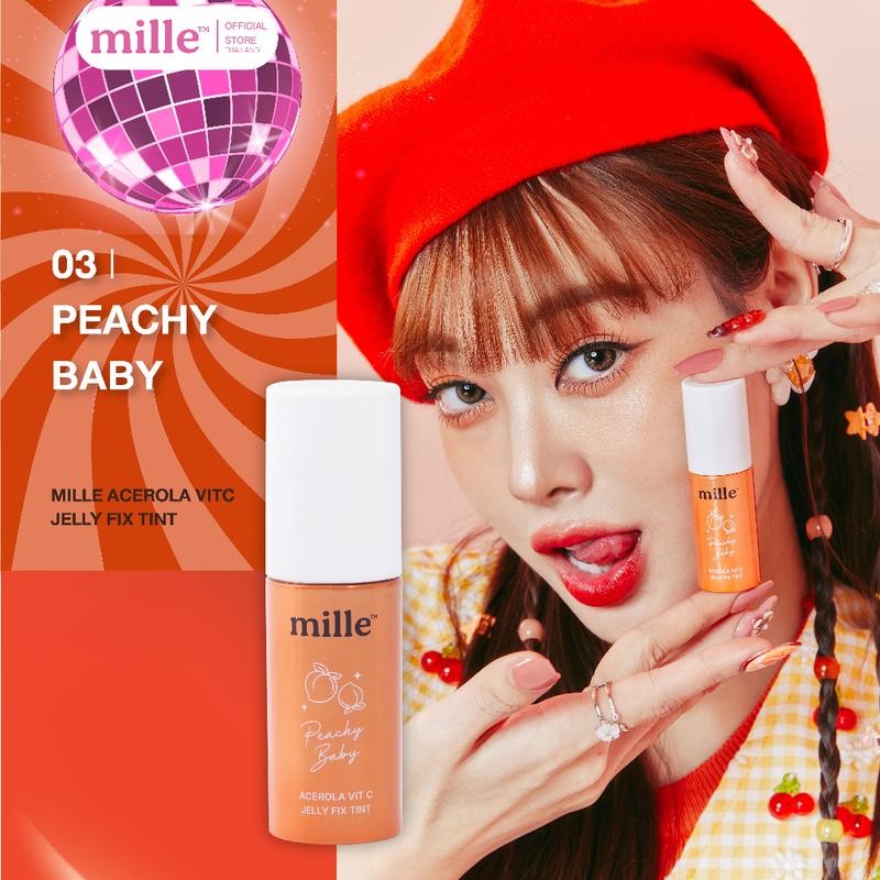 ** 1 แท่ง ** MILLE ACEROLA VIT C JELLY FIX TINT ลิปเจลลี่ทิ้นท์ สีชัด ติดทนริมฝีปาก 5 กรัม #แบบแท่ง - รูปที่ 3