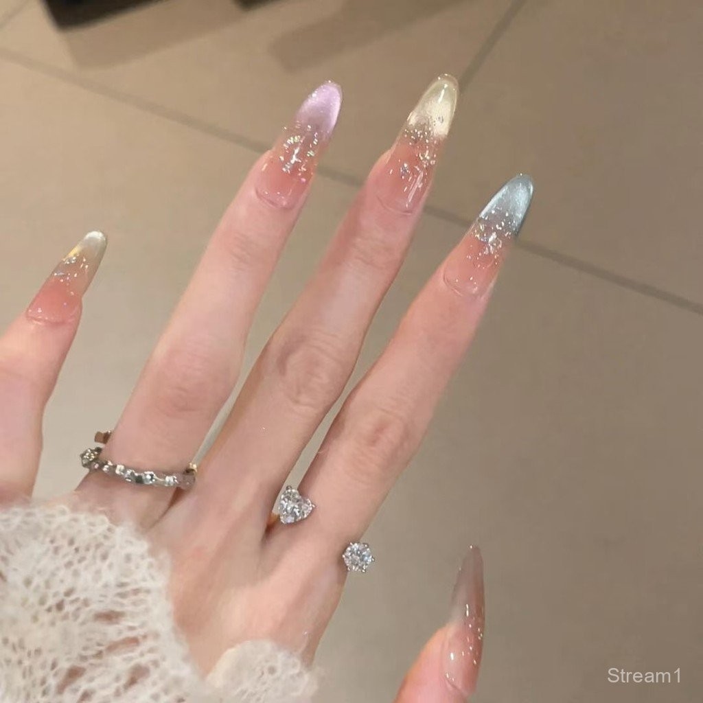 นิ้วปลอมแบบติดกาว ทำมือแท้ สไตล์อินสตาแกรม สไตล์ตาแมว สไตล์สาวรวย ศิลปะเล็บ ดอกไม้สุดนางฟ้า ลูกอมมาการอง