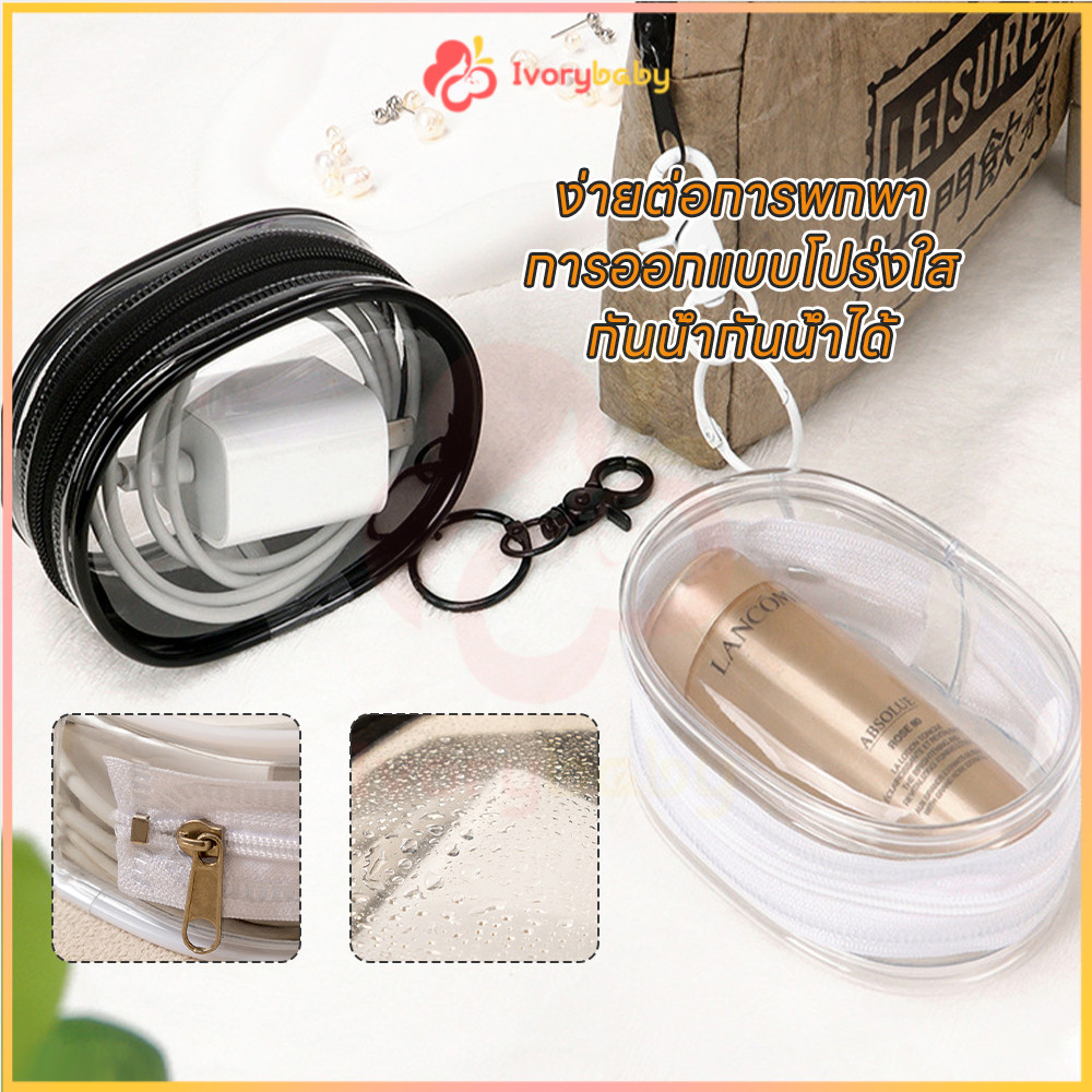 IVORYBABY กระเป๋าเก็บสายชาร์จ การออกแบบที่โปร่งใส ถุงเก็บหูฟัง กะทัดรัดและพกพาสะดวก พกกุญแจลิปสติก
