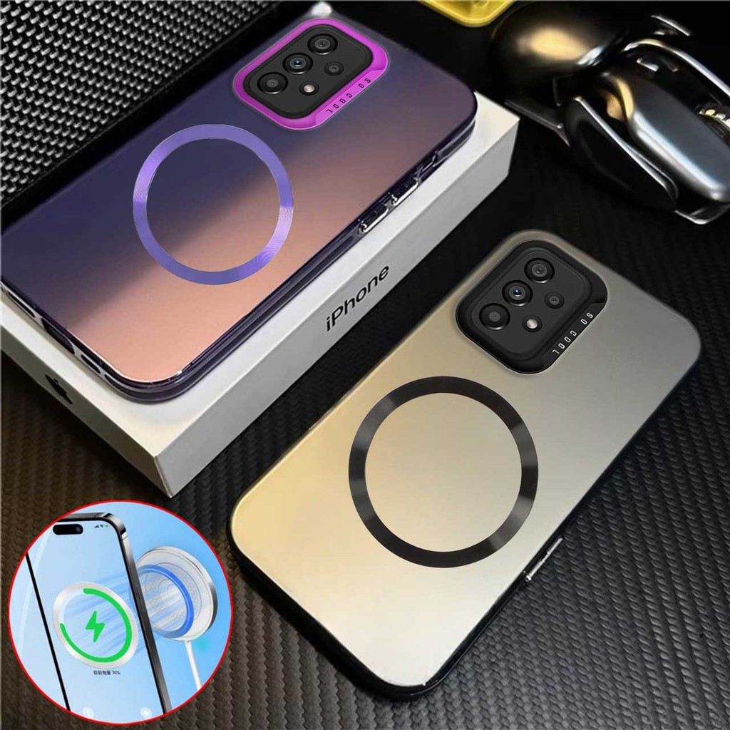 สําหรับ Samsung A13 4G A23 A32 A33 A52 A52S A53 A72 A73 เคสโทรศัพท์หรูหรา IMD ชุบ Hard Case ออกแบบใหม่ IMD Protector Smooth ฝาครอบกันชน