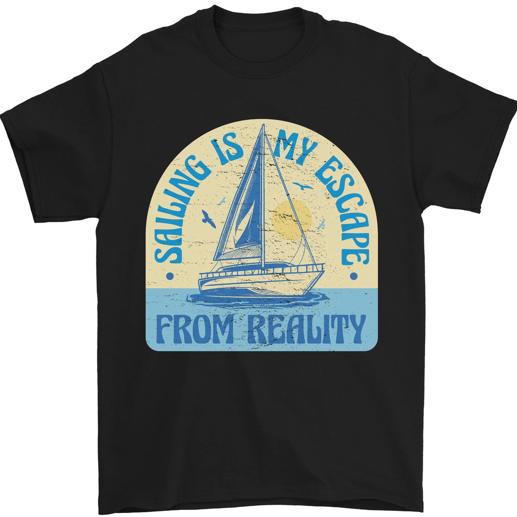 Sailing My Escape จาก Reality Sailor Mens เสื้อยืดผ้าฝ้ายนุ่ม