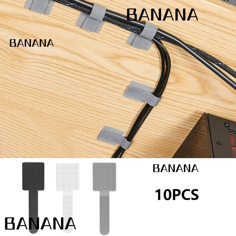 Banana1 อุปกรณ์จัดเก็บสายเคเบิล แบบพกพา ปรับได้ มีกาวในตัว 10 ชิ้น
