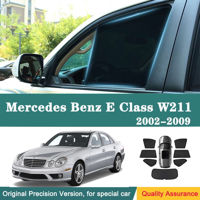 Sun Shade ผ้าม่านรถยนต์สําหรับ Mercedes-Benz E Class W211 2002-2009 รถ Sun Visor เครื่องประดับกระจกหน้าต่าง SunShade ผ้าม่านตาข่าย Blind**--