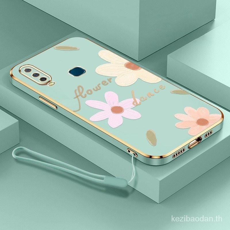 ใหม่ เคสโทรศัพท์มือถือแบบนิ่ม ทรงสี่เหลี่ยม ลายดอกไม้ พร้อมสายคล้อง 5DHK สําหรับ Vivo Y17 Y15 Y12 Y12i Y11 2019 1906 1901 1902 1904 1940 2022