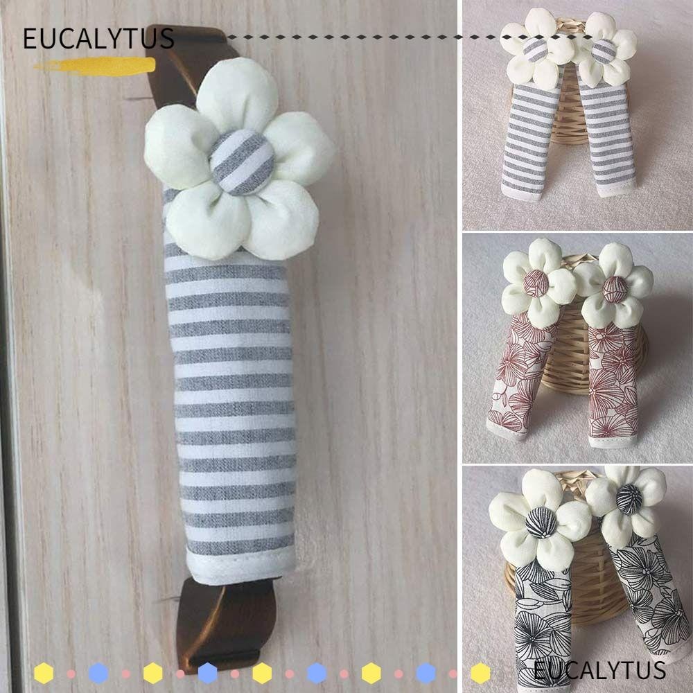 Eutus ฝาครอบมือจับประตูตู้เย็น กันไฟฟ้าสถิตย์ กันฝุ่น กันลื่น สัมผัสสบาย ลายดอกไม้ สําหรับห้องน้ํา