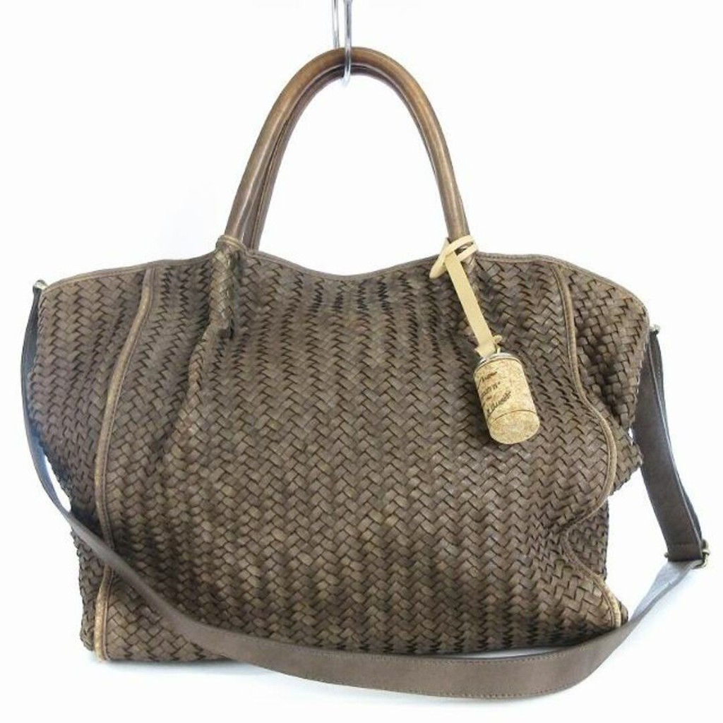 Tiberio Ferretti 2 Way Shoulder Bag Tote Braided Brown ■SM1 Direct from Japan Secondhand