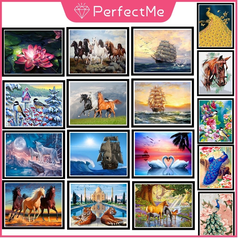 【พร้อมส่ง】ภาพวาดปักเพชร ครอสสติตช์คริสตัล รูปม้าเรือใบ นกยูง 5D ขนาด 30X40 ซม. สําหรับตกแต่งบ้าน