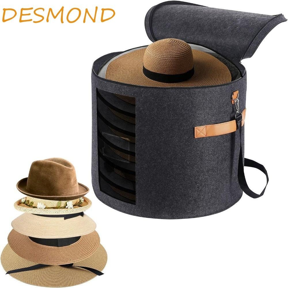 Desmond กล่องเก็บหมวก กันฝุ่น มีซิป ฝาปิด จัดระเบียบ กระเป๋า วางซ้อนกันได้ สายคล้องไหล่ หน้าต่าง หมวกคาวบอย พับได้ บ้าน