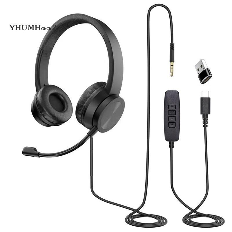 [yhumh002 ] ชุดหูฟัง USB พร ้ อมไมโครโฟนสําหรับ Call Center Office, Skype Chat
