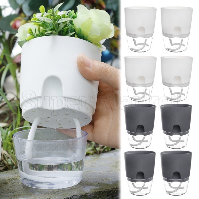 [ แนะนํา ] กระถางดอกไม ้ Hydroponic - กระถางดอกไม ้ สองชั ้ น - กระถางต ้ นไม ้ พลาสติก - ภาชนะปลูกต ้ นไม ้ - รดน ้ ําด ้ วยตนเอง , ดูดซับน ้ ําอัตโนมัติ - สําหรับสวนสํานักงาน, บ ้ าน