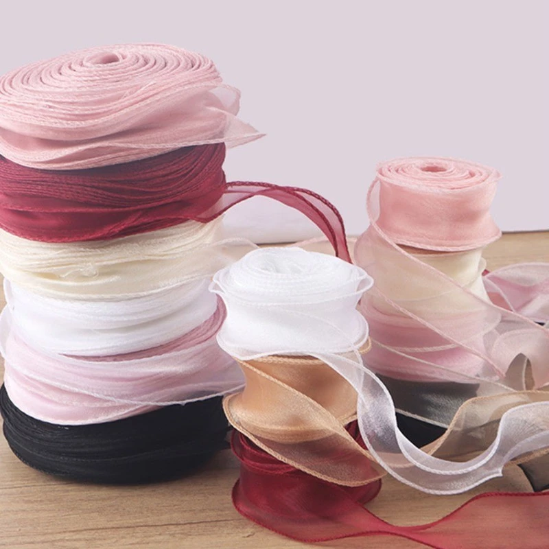 4 ซม.50Yard/roll ริบบิ ้ นชีฟองแบบมีสาย Sheer Organza ริบบิ ้ นสําหรับคริสต ์ มาสงานแต ่ งงานตกแต ่ งของขวัญบรรจุห ่ อพวงหรีดโบว ์ DIY Craft