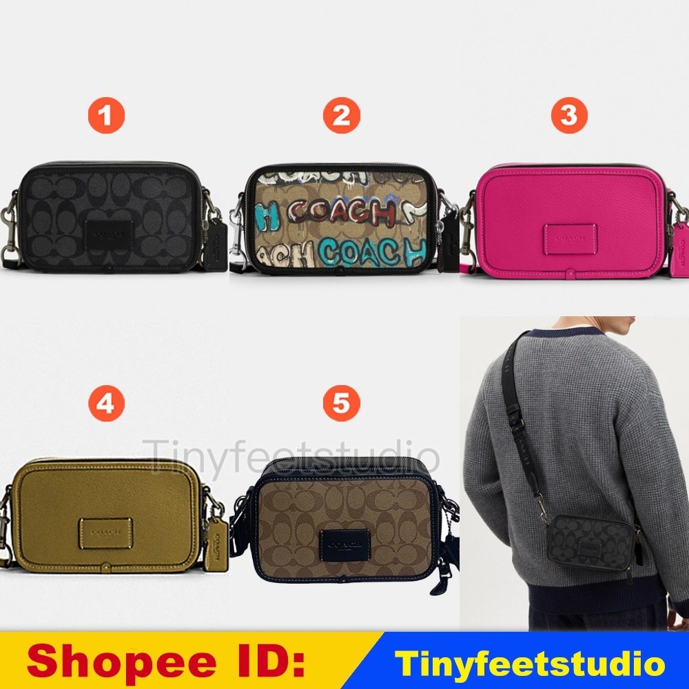 Wyatt Crossbody In Signature Canvas CM109 CM116 CM113 ผู้ชาย กระเป๋าสะพายข้าง Coac h กระเป๋ากล้อง หนังวัว ซิปคู่